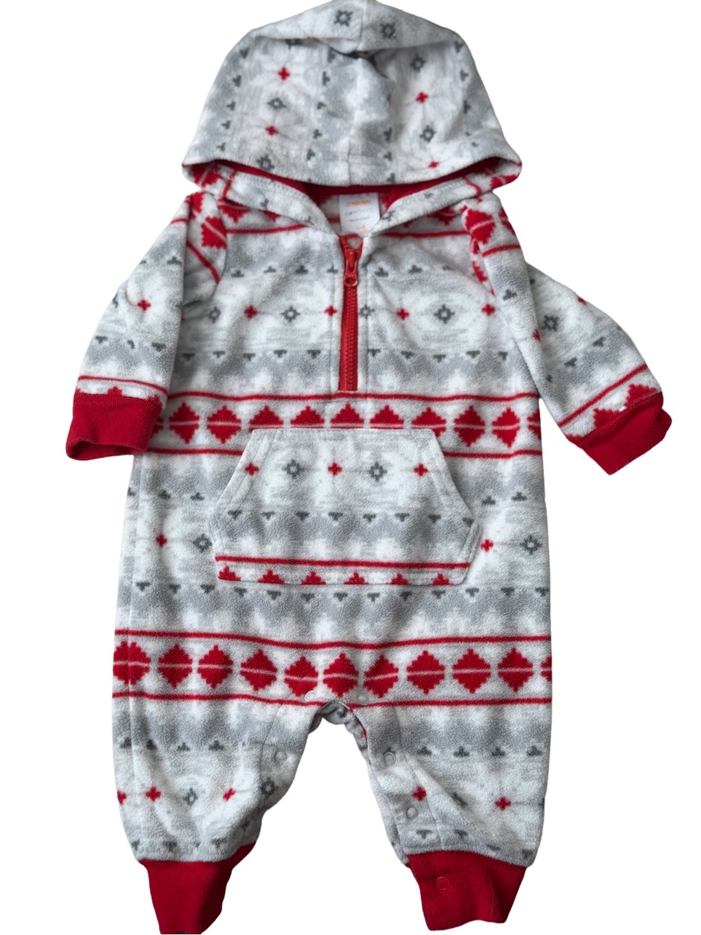 Gymboree Newborn Holiday Fair Isle Hooded Fleece Romper EUC Baby Unisex